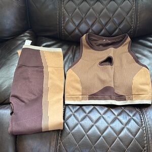 Brown and Tan Activewear Set